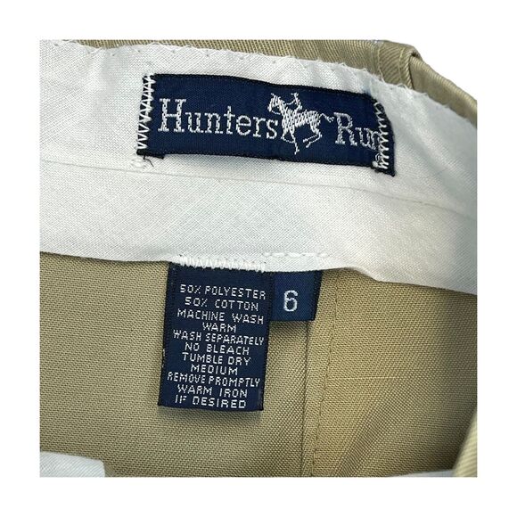 Hunters Run Chino Shorts Women's 6 Khaki Polyester Pleated High-Rise Classic - Picture 2 of 7